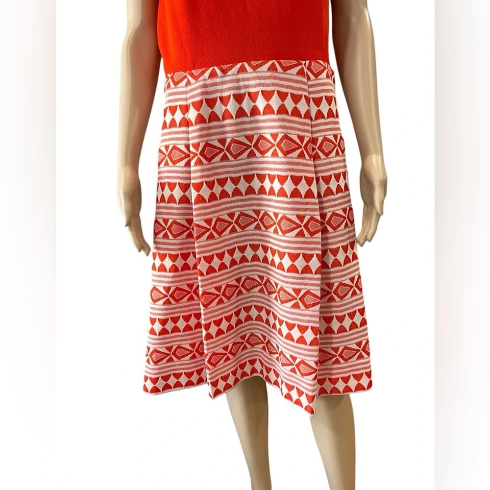 Mod two piece orange and white R&K knits dress jacket set-L 70’s vintage
